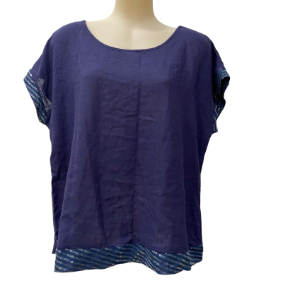W. Lane - Seqiom Trim Top in Blue Size 14