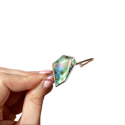 Geometric Abalone Shell Cuff Bracelet (small)