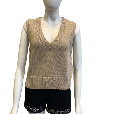 BNWT Seed Women's Size M Knit Sweater Vest Sand Shell 