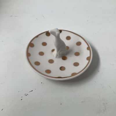 Small Ring trinket with dog and gold spots 
