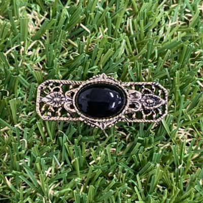  Womens Black Centred Bar Brooch