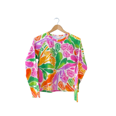Gorman Size 8 Long Sleeves Top Multicoloured/Off White/Pattern 