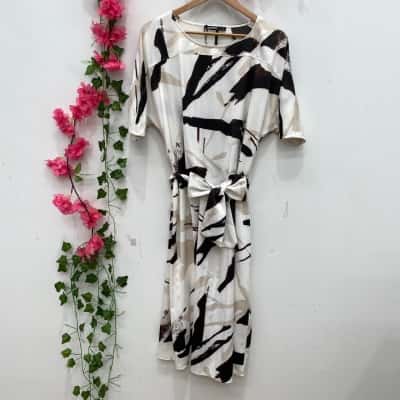 Woolworths Womens Short Sleeve Dress Size 14 Beige / Brown 