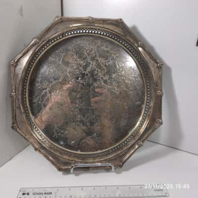 Vintage Duo Silverwares Tray and Candelabra PreOwned As Is 