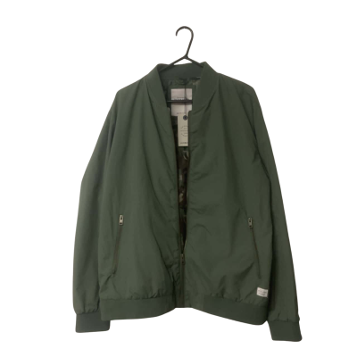 Mens Jack & Jones Size XXL Front Zipper Bomber Jacket Camouflage / Green 