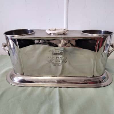 Vintage San Ponti 1978 Wine Cooler/Ice Bucket – Chrome – Dual Bottle Holder – RARE