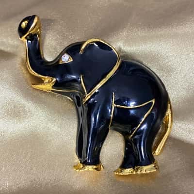 Vintage Enamel Elephant Brooch 