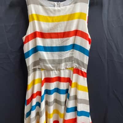 Quirky Circus Womens  Size 10 Colourful Striped Dress