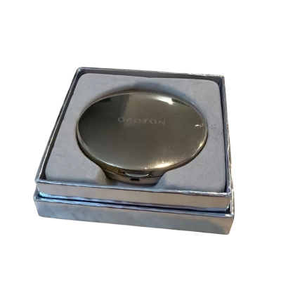 Oroton Signature O Jacquard Enamel Compact Mirror – Black/White – Original Box