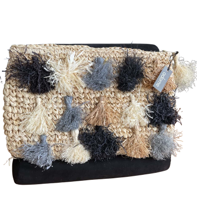 NEW - Adorne Womens Clutch Cream bag with tassel