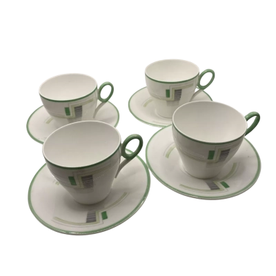 Shelley Art Deco fine bone China coffee cup & saucer x 4