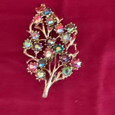  Women's Rhinestone Floral Spray Brooch 