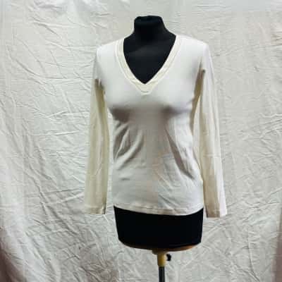  FABIANA FILIPPI Size 10 Long Sleeve Top Cream 