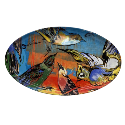 Robert Gordon Pottery Bromley Oval Wall Plaque 45 x 25 cm Birds     Office