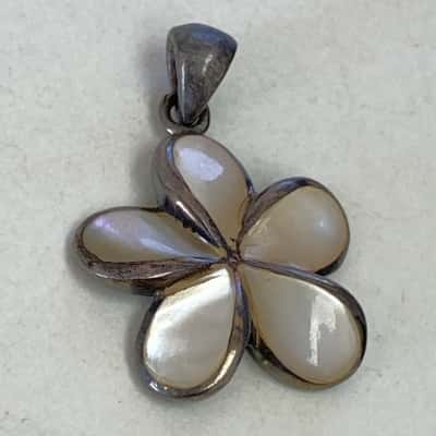 925 Sterling Silver Plumeria Flower Pendant  