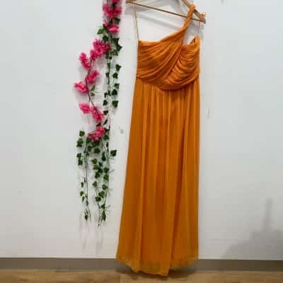 Mango Womens Off The Shoulder Maxi Dress Size XL Orange 