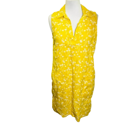 CYNTHIA ROWLEY Size 12 Casual Linen Dress Yellow 