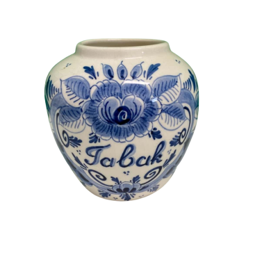 Antique Delfts Handpainted Made in Holland Medium Blue Ceramic Jar (as is)