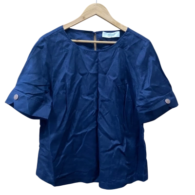 Jacqui-E Navy Short Sleeve Top Size 14 