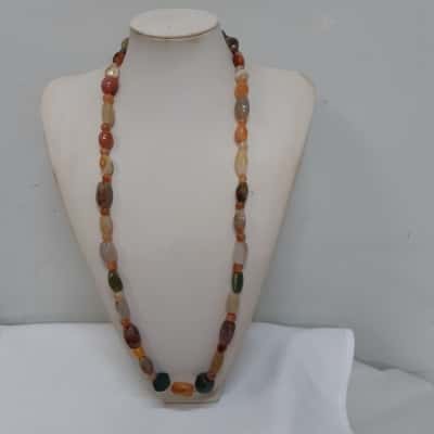 Vintage Multicoloured Gemstone Long Necklace