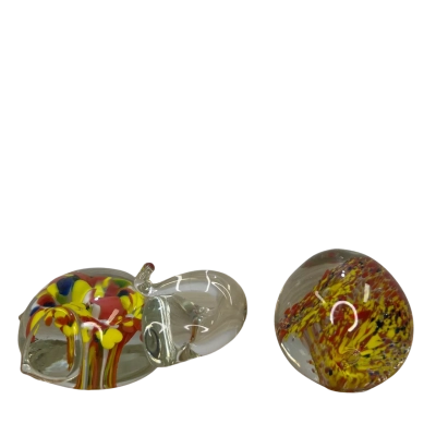 Art Glass Paperweight Elephant and Sphere
