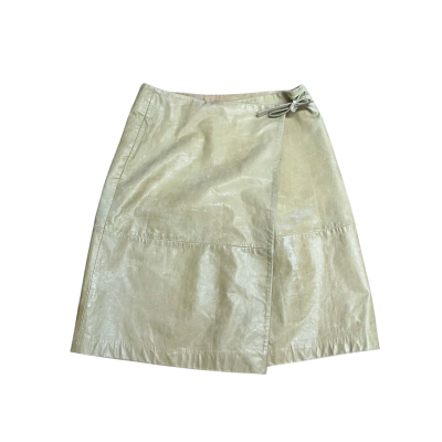 Vintage Stefanel Beige Leather Mix Adjustable Wrap Skirt