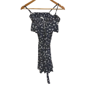 BNWT David Jones Womens  Size 8 Off The Shoulder Dress Indigo/Floral  RRP $69.95