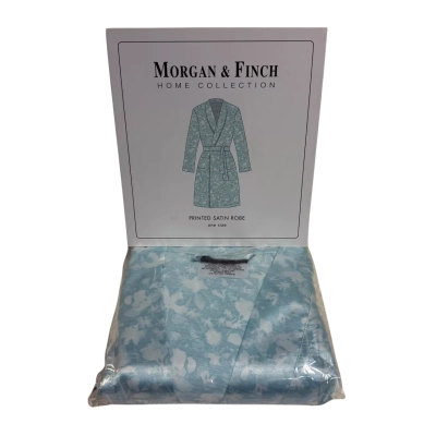 Morgan and Finch 'Waverly Shadow Satin Robe' (Blue Floral)