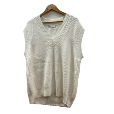 Zara Womens Vest Size M White Viscose Blend Knit