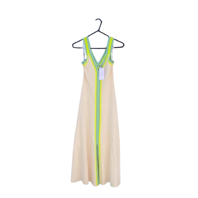 Womens Sheike Size S Sleeveless Midi Dress Off White / Blue / Green / Striped / Yellow BNWT