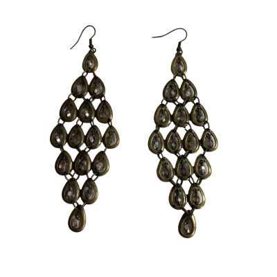 Womens Vintage Gold Tone Chandelier Earrings 