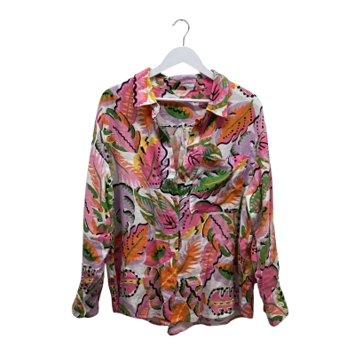 Gorman 100% Linen Abstract Botanical Print Button Up Top Size 12