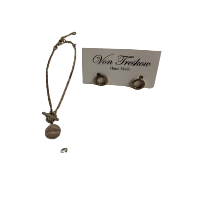 Von Treskow Womens 925 Sterling Silver Charm Bracelet &  Stud Earrings 