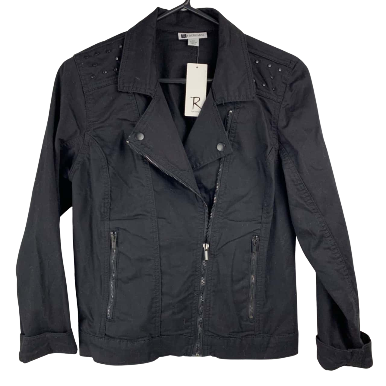 BNWT Rockmans Womens Size 10 Biker Jacket Black 1554194