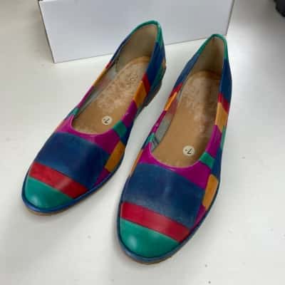 Angels Multicolour Geometric Block Pattern Flat Shoes Size 40 