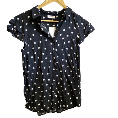 Susan Womens  Size 6 Button Up Top Black  / White 