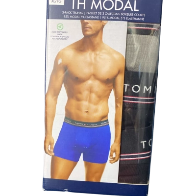 Tommy Hilfiger Mens XL Black  / Grey ‘modal’ trunks x3