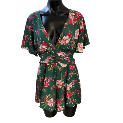 Ally Fashion Womens  Size 14 Playsuit Floral / Green / Pink  / Red / White 