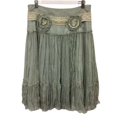 Silver Leaf - 100% Cooton Fully Lined Skirt - Size L