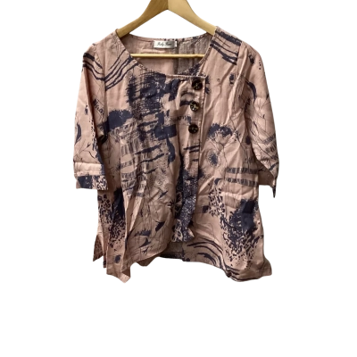 Ruby Rain  Womens  Size 10 Short Sleeve Top Pink linen cotton blend  K