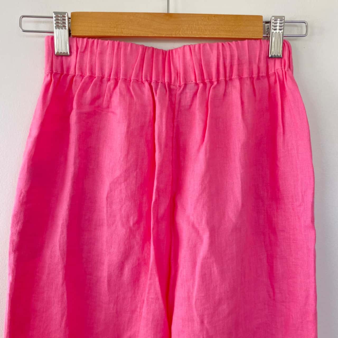 Sportsgirl Pink Linen Wide Leg Crop Pants Size 4 / XXS