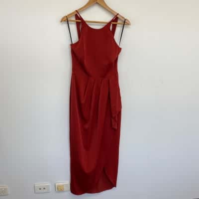 Forever New Red Ruffle Evening Midi Dress  Size 8 