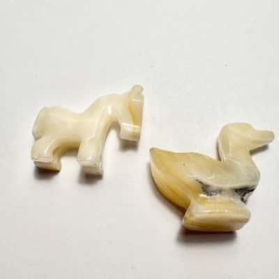 White Onyx Quartz Set of 2 Miniature Figurines 