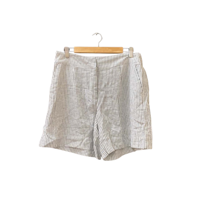Grae Linen Size 10 Shorts Grey/Multicoloured/Striped/White 