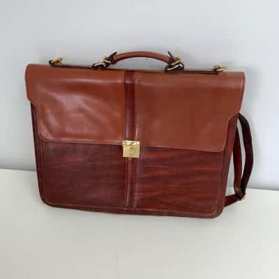 Amorni Brown Genuine Leather Briefcase Business Bag