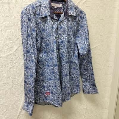 John Lennon Size L  Blue Flower  Shirt VGUC