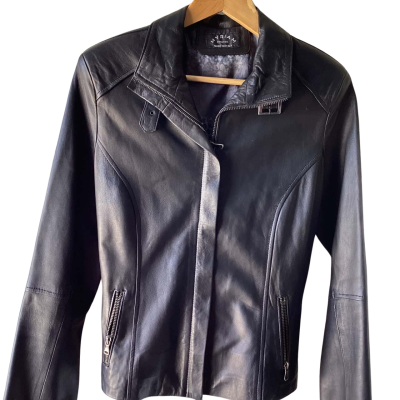  MYRIAM FIRENZE  Size 10 / S Leather Jacket Black  