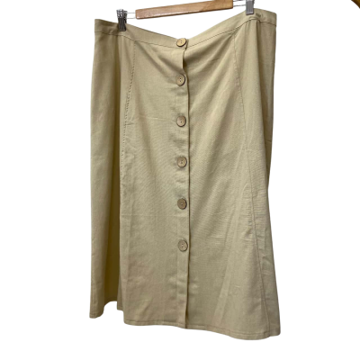 Table Eight Women's Button Up A-Line Skirt in Honey Beige Size 18