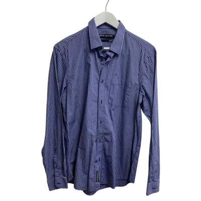 Arrow NEW YORK Mens  Size 16 Checked Button Up Shirt Blue 