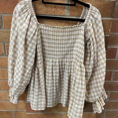 Seed Heritage Womens  Size 8 Long Sleeve Top Checked 